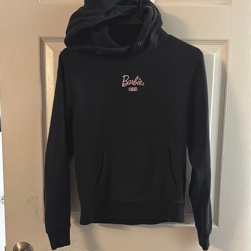 Kith Black Hoodie with Pink Barbie Logo